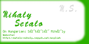 mihaly setalo business card